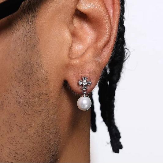 Pearl Gothic Cross Pierce【Silver925】