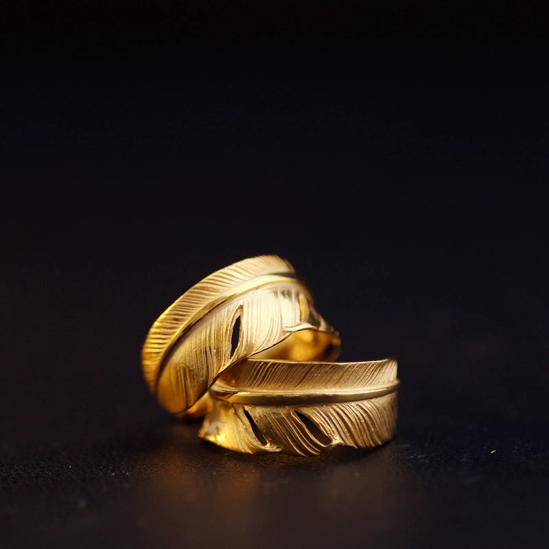 Feather Gold Ring【Silver925】
