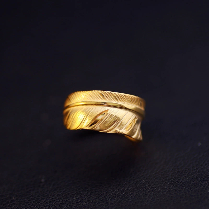 Feather Gold Ring【Silver925】